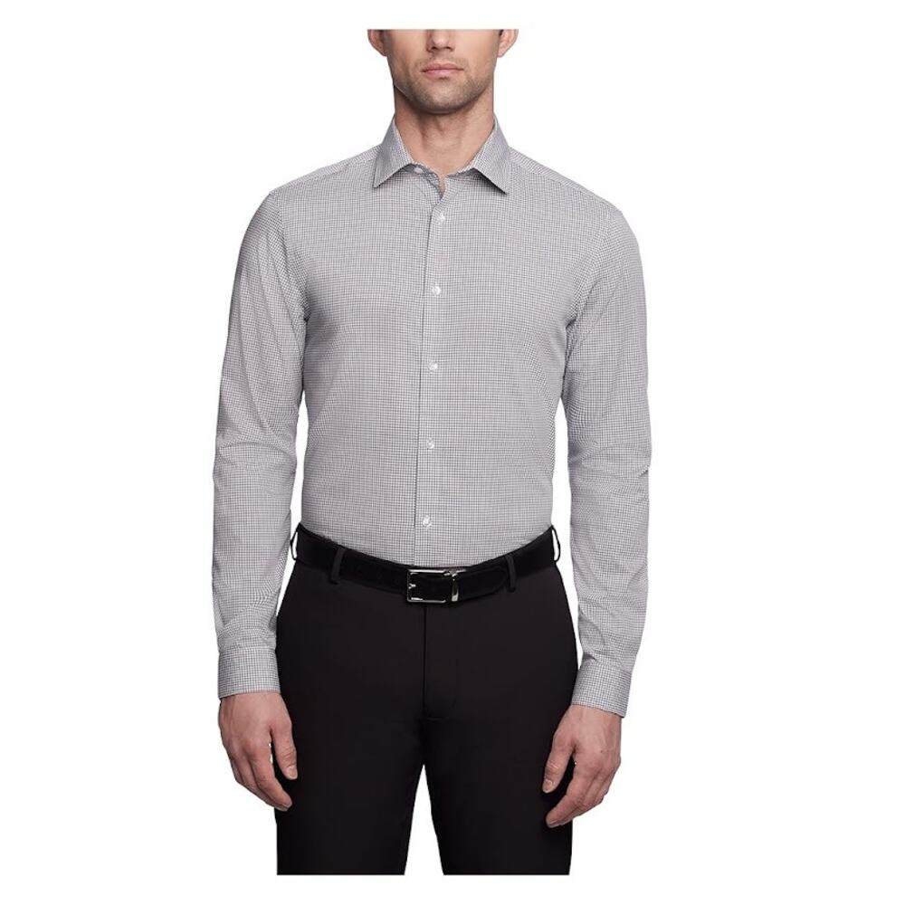 Calvin Klein Men's Black & White Slim Fit Long Sleeve Button-Down Shirt- Size M